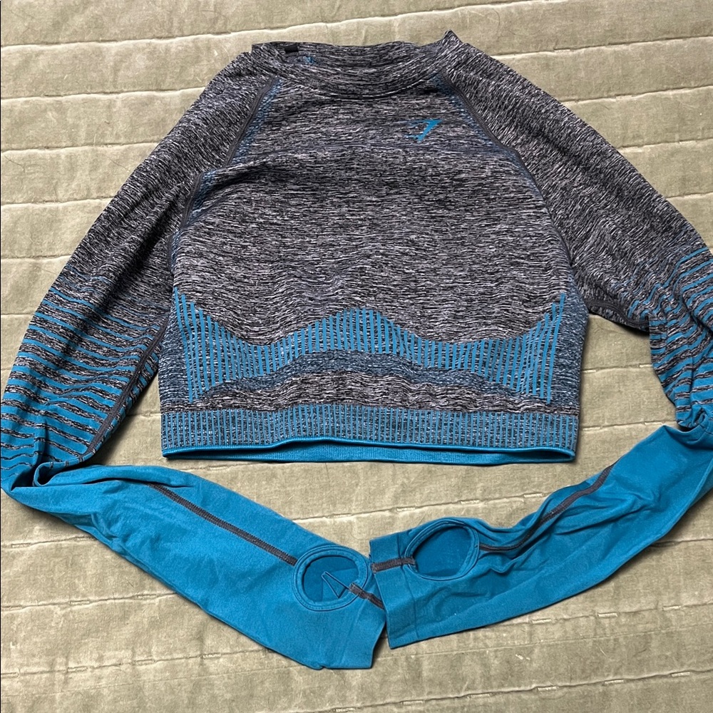 Gymshark Blue and Gray Long Sleeve Top